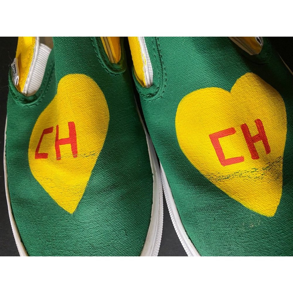 Vans Slip On Unisex CH Yellow Green Red Heart Men 6 Women 7.5 - Picture 9 of 11